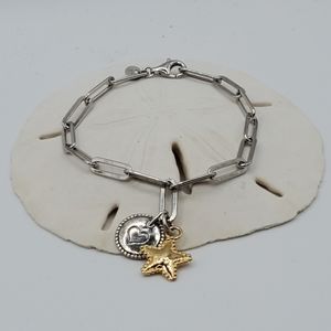 PZ Israel Sterling Paperclip Link Charm Bracelet